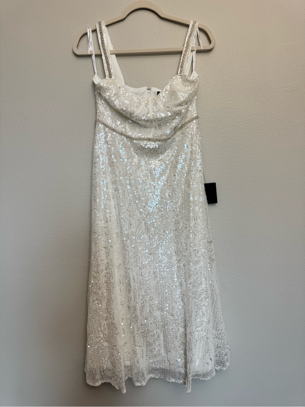 Lulu's White Sequin Strapless A-Line Dress